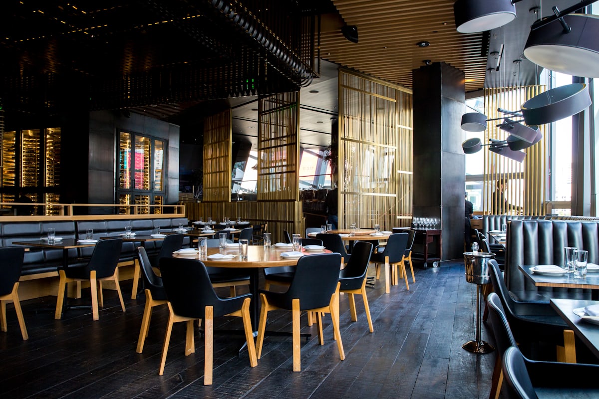 Restaurant interior with set tables